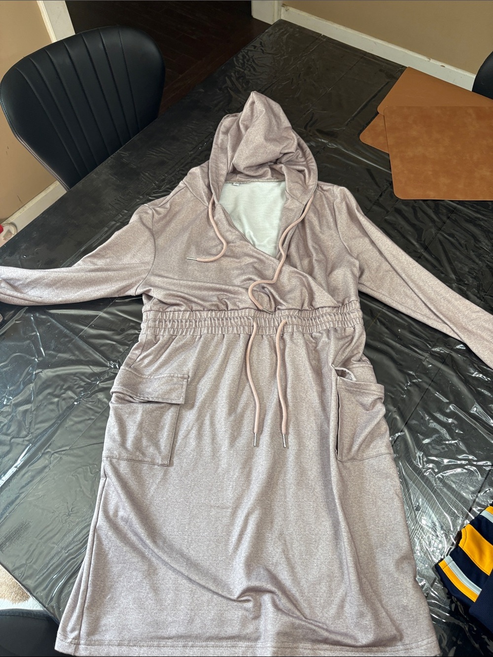 Soft Hooded Lounge Dress in Light Mauve